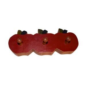 wooden wall pegs red apples vintage country style hooks